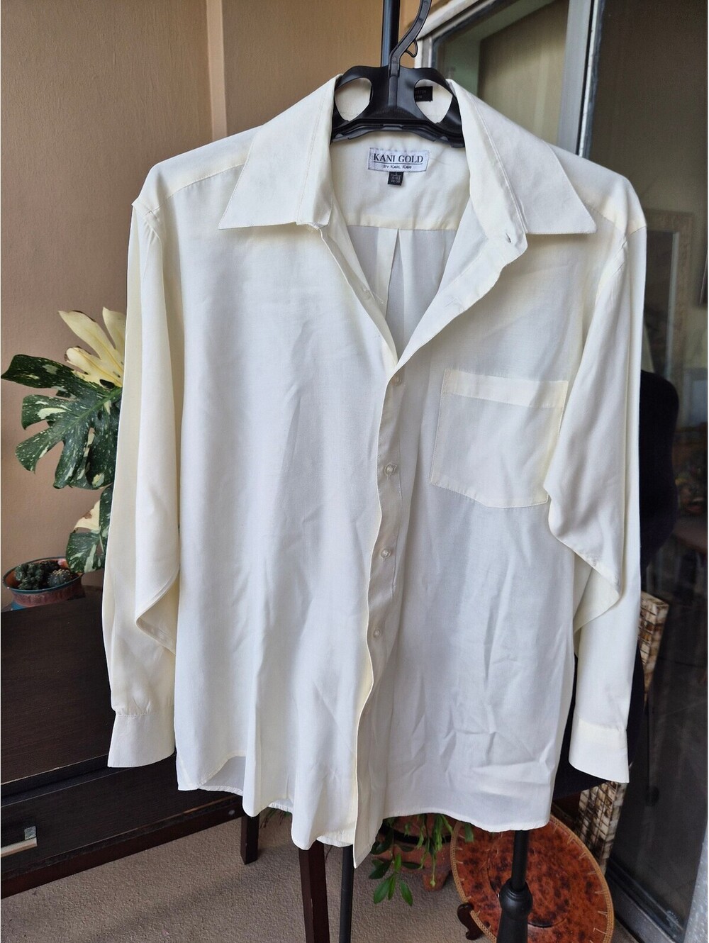 Kani Gold by Karl Kani Button Down Shirt Size L Cream